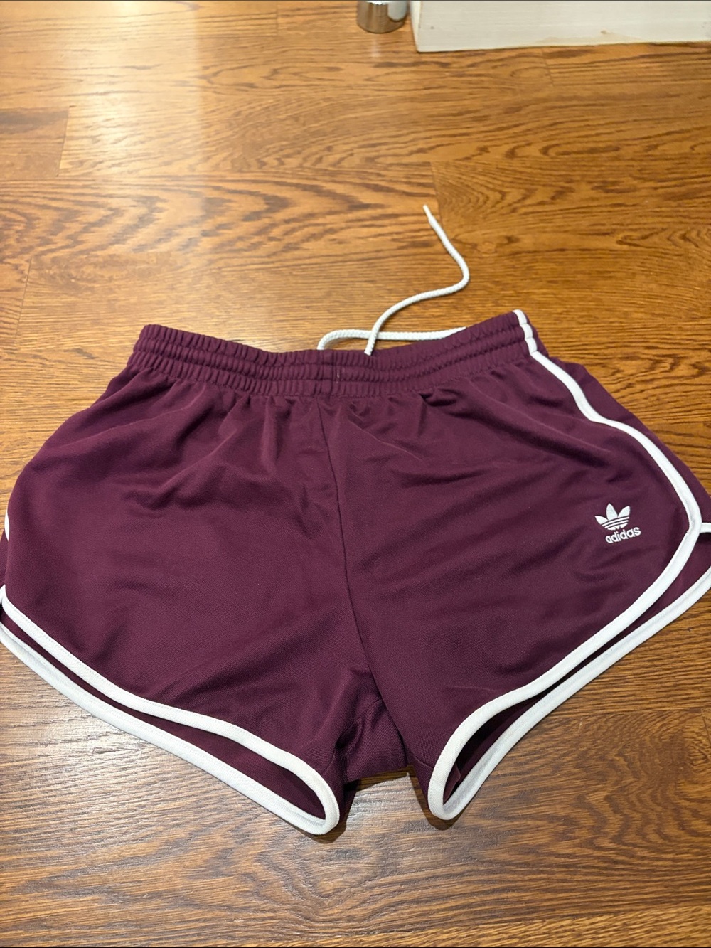 adidas Women's Burgundy Athletic Shorts with White Trim